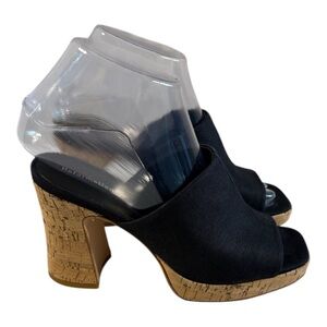Reformation Black Cork Block Heel Mules Women’s 6.5 Modern Classic Shoes